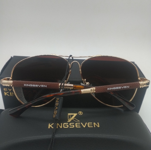 Unisex Kingseven Designer Polarized Sunglasses Gold Gradient Brown - Picture 3 of 3